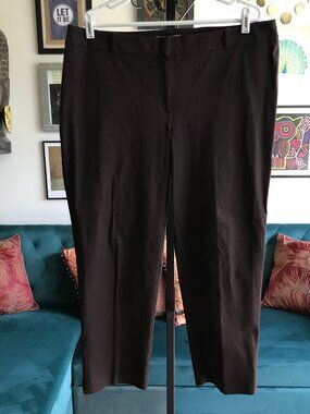CHICO'S size 3 / 16 Dark Brown Stretch Cotton Blend Straight Ankle Dress Pants